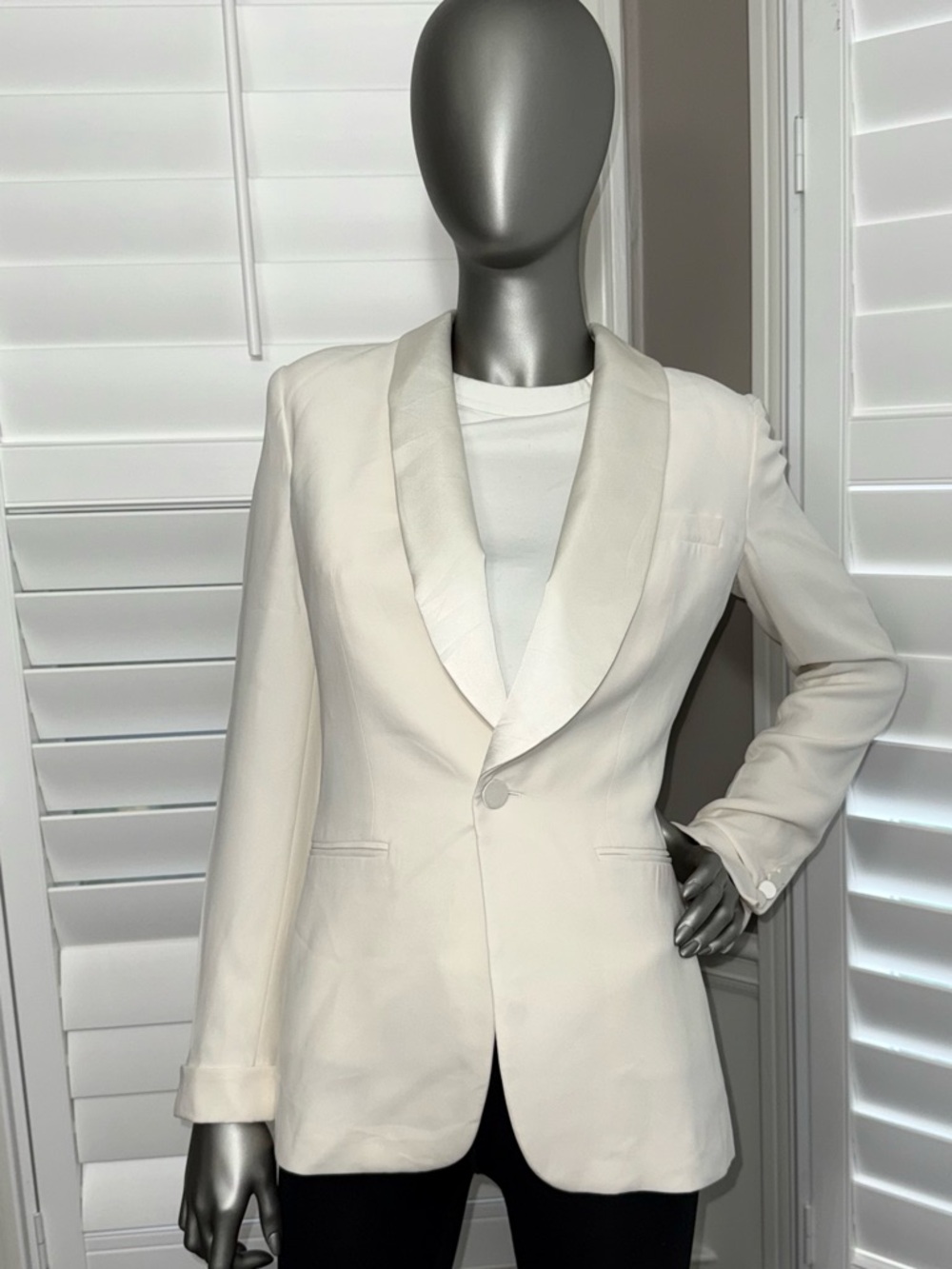 Ralph Lauren Purple Label Collection 100% Silk Tuxedo Icon Cream Blazer Sizes